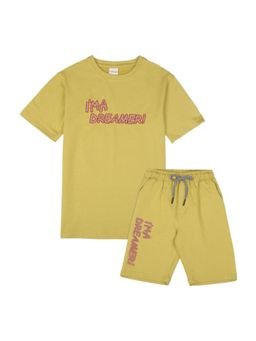 CAVIO - Yellow Boys Cotton Trendy Printed T-Shirt And Shorts