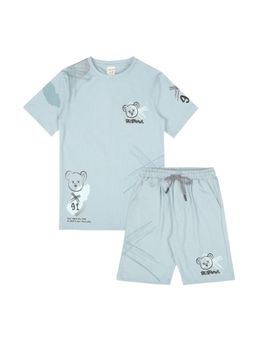 CAVIO - Blue Boys Cotton Trendy Printed T-Shirt And Shorts