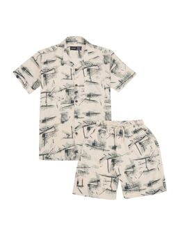 CAVIO - Green Cotton Shirt And Shorts Half Sleaves Printed