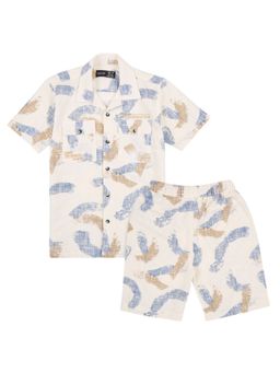 CAVIO - Blue Cotton Shirt And Shorts Half Sleaves Printed