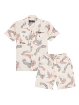 CAVIO - Brown Cotton Shirt And Shorts Half Sleaves Printed