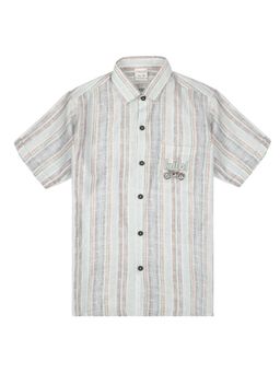 CAVIO - Grey Cotton Shirt And Shorts Half Sleaves Printed