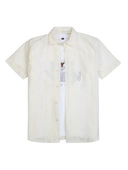 CHARCHIT - White Boys Casual Half Sleeve Shirt And Regular Fit T-Shirt