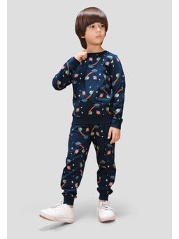 TRESNOVA - Navy Blue Printed Full Sleeve T-Shirt And Joggers