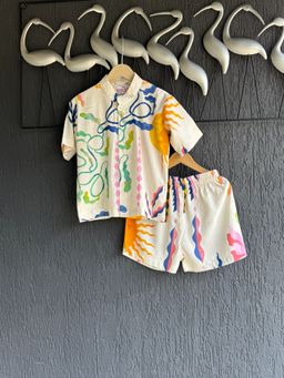 THE WISHING CLOSET - White Sun Print Shirt With Shorts