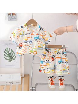 Googo Gaaga - White Boys Cotton Printed With Shirts And Shorts