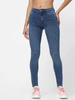 ONLY - Women Solid Blue High Waist Skinny Jeans