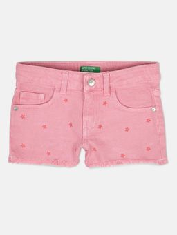 United Colors of Benetton - Girls Pink Embroidered Shorts