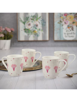 HomeTown - Silk Route Ceramic Indus Coffee Mug 320 Ml Set Of 4 In Multi Colour