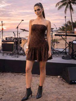 Don’t be basic - Brown Polyester Sleeveless Bodycon Strapless/Tube Mini Dress