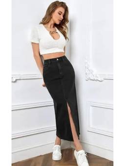 Tripursundari Fashion - Women Solid Black Maxi Skirt