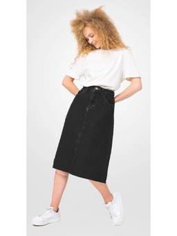 Tripursundari Fashion - Women Black Denim Solid Midi Skirt