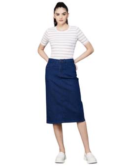 Tripursundari Fashion - Women Solid Navy Blue Midi Skirt