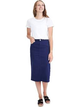 Tripursundari Fashion - Women Denim Solid Navy Blue Midi Skirt