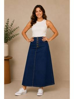 Tripursundari Fashion - Women's Navy Blue Solid Maxi Skirt