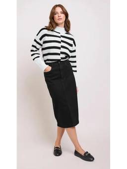 Tripursundari Fashion - Women's Solid Black Midi Skirt