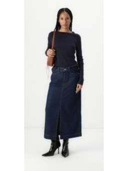 Tripursundari Fashion - Women Solid Navy Blue Denim Maxi Skirt