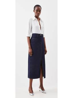 Tripursundari Fashion - Women Solid Midi Navy Blue Skirt