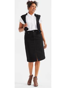 Tripursundari Fashion - Women's Solid Black Knee Length Skirt