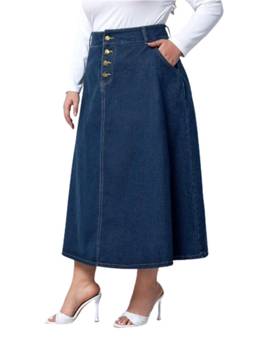 Tripursundari Fashion - Women Denim Solid Navy Blue Maxi Skirt