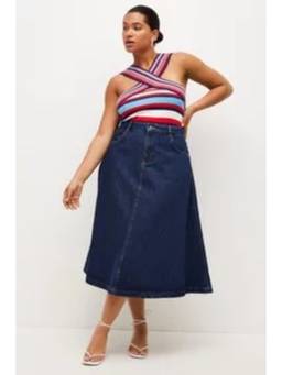 Tripursundari Fashion - Women's Solid Navy Blue Midi Skirt