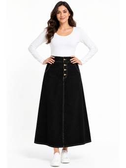 Tripursundari Fashion - Women's Solid Black Maxi Skirt