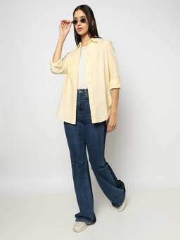 GAP - Women's Cotton Relaxed Fit Solid Yellow Shirt