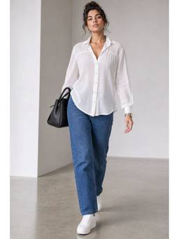 Virgio - Women's Viscose Relaxed Fit Solid White Shirt