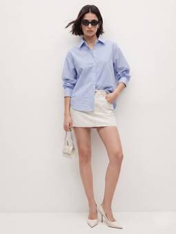 Outzidr - Women's Cotton Regular Fit Stripes Blue Shirt