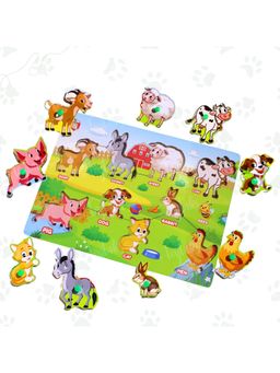TOYTALES - Educational Domestic Animal Puzzle Game Wooden Puzzles For Boys & Girls (30 cm)