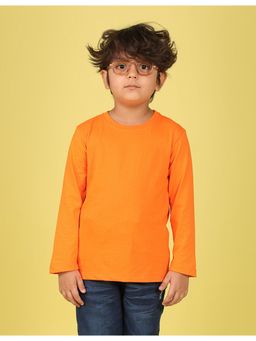 Nusyl - Orange Solid Full Sleeves T-Shirt