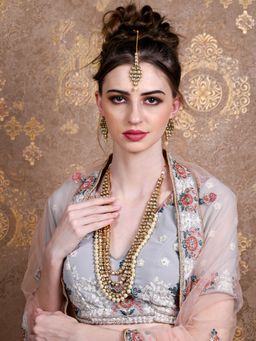 Odette - Women White Kundan Layered Bridal Long Jewellery Set