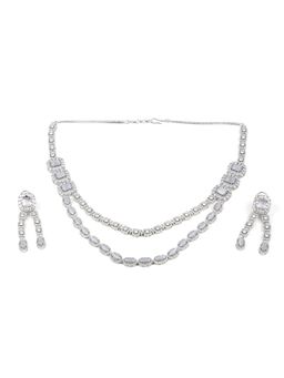 Odette - Women Grey Faux Stones Studded Necklace Set