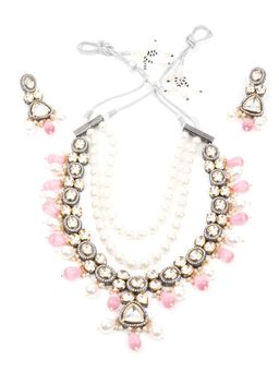 Odette - Women Designer Pink Stone Studded Necklace Set