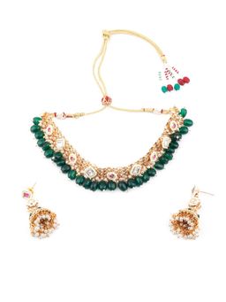 Odette - Women Green Cluster Beads and Pearl Necklace Set