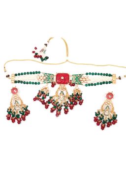Odette - Women Multi-Color Beads Kundan Choker Set
