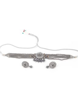 Odette - Women Grey Choker Necklace Set