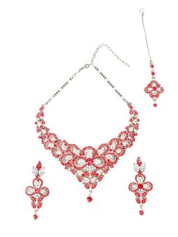 Odette - Women Red Stylish Faux Stones Jewellery Set