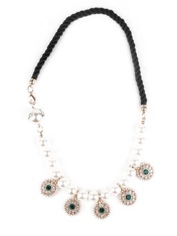 Odette - Women Green Delicate Stone and Pearl Necklace