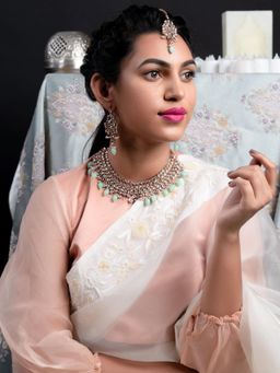 Odette - Women Sea Blue Kundan Studded Jewellery Set