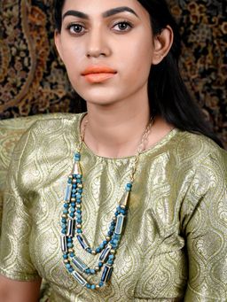 Odette - Women Blue Porcelain Beaded Necklace