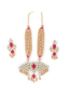 Odette - Red Kundan Golden Multi Layered Necklace Set
