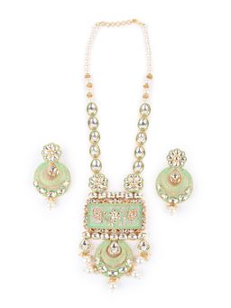 Odette - Green Kundan Long Necklace Set