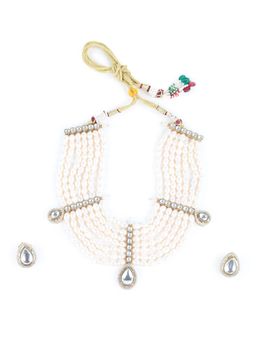 Odette - White Pearl and Kundan Necklace Set