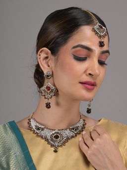 Odette - Multi-Color Stone Studded Traditional Necklace Set