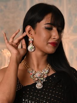 Odette - Multi-Color Stone Studded Necklace Set