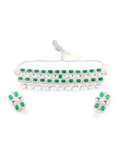 Odette - Green Stone Studded Alloy Jewellery Set