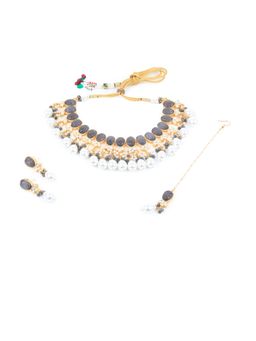 Odette - Grey and White Alloy Jewellery Set