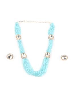 Odette - Blue Beads and Stone Alloy Jewellery Set