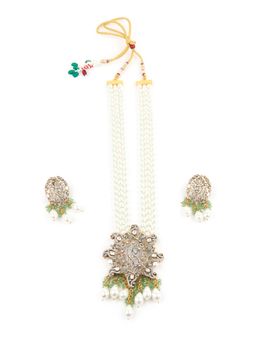 Odette - Green Kundan and Pearl Alloy Jewellery Set
